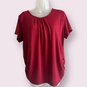 Burgundy Nursing Top Ruched Maternity Breastfeeding Shirt Size L